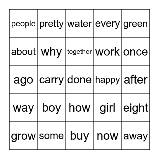 Wonders Gr 1 Unit 3 Bingo Card