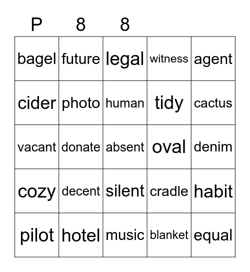 Purple 88 Bingo Card