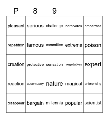 Purple 89 Bingo Card