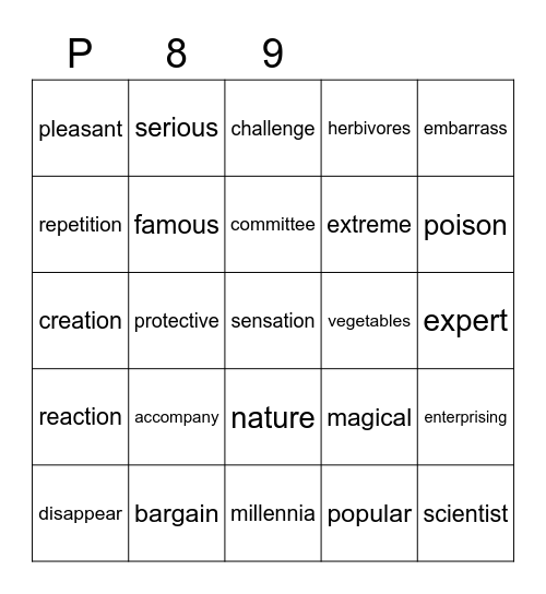 Purple 89 Bingo Card