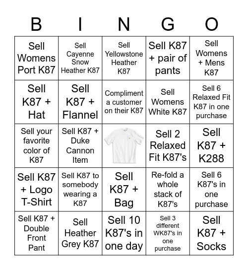 K87 Bingo Card