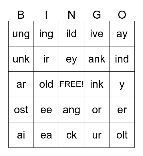 Fundations 2: Unit 11 Bingo Card