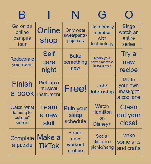 Quarantine Bingo Card