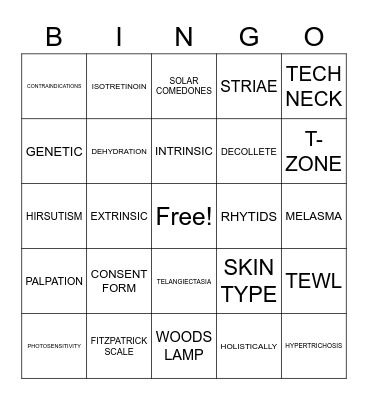 SKIN ANALYSIS Bingo Card
