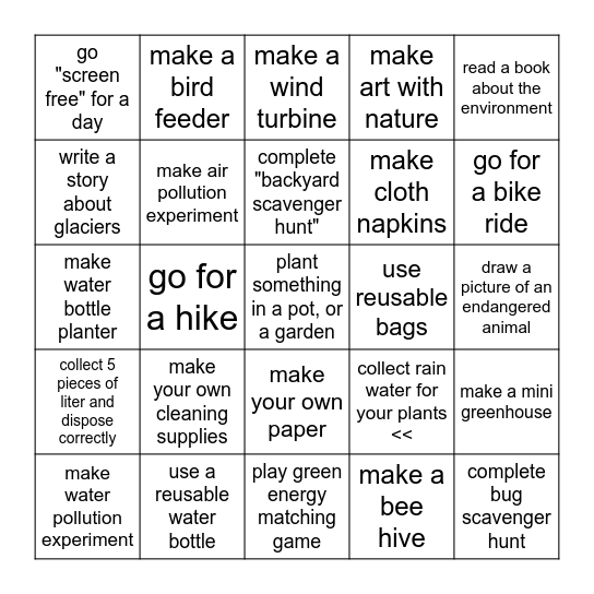 Environmental Leaders Bingo Card