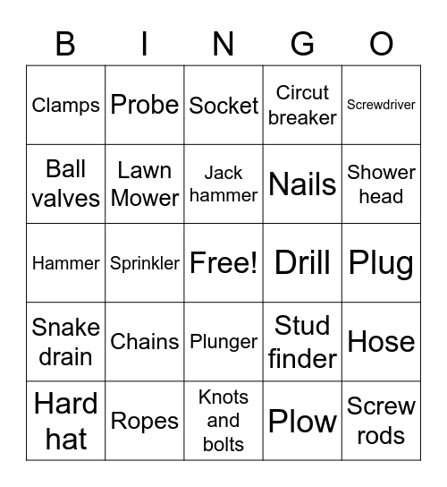 Meg's Home Depot Bingo Card