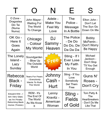 Game of Tones 8-17-20 Game 1 Bingo Card