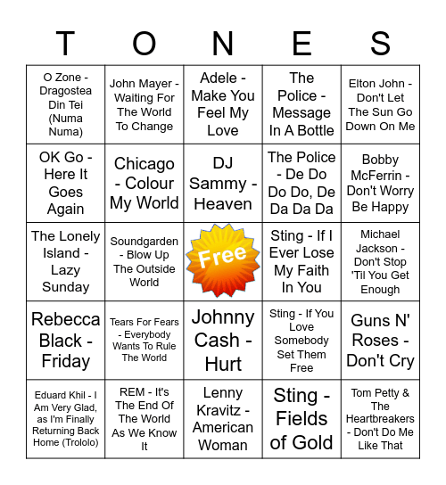 Game of Tones 8-17-20 Game 1 Bingo Card