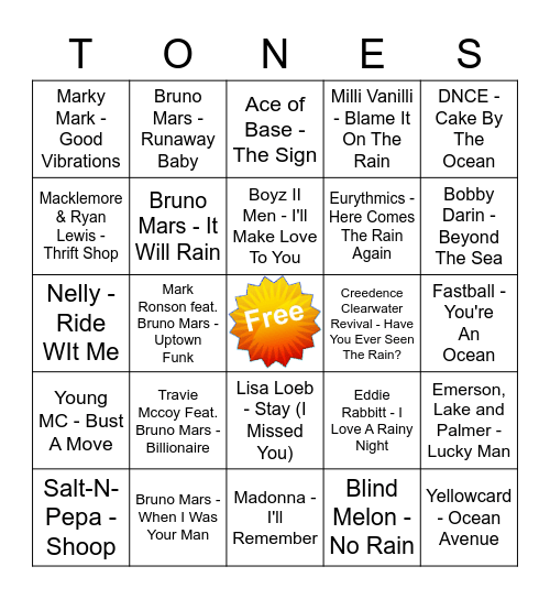 Game of Tones 8-17-20 Game 2 Bingo Card