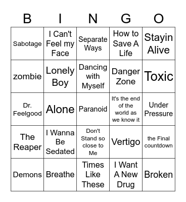 COVID Quarentunes Bingo Card