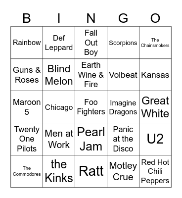 Bands Bingo Card