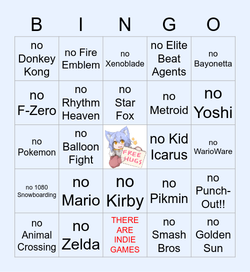 Nintendo *INDIE* World Bingo Card