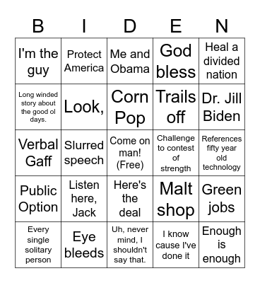 Biden Bingo Card