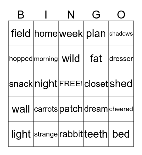 Creepy Carrots Book Bingo! Bingo Card