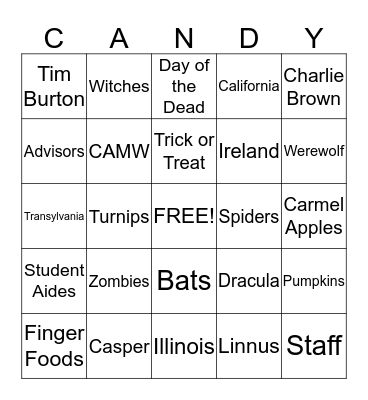 Halloween Bingo Card