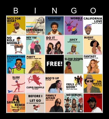 BINGO: Cookout Playlist Edition Bingo Card