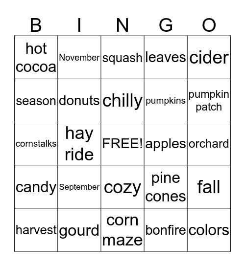 CANDY CORN Bingo Card