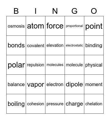 topic 2 Bingo Card