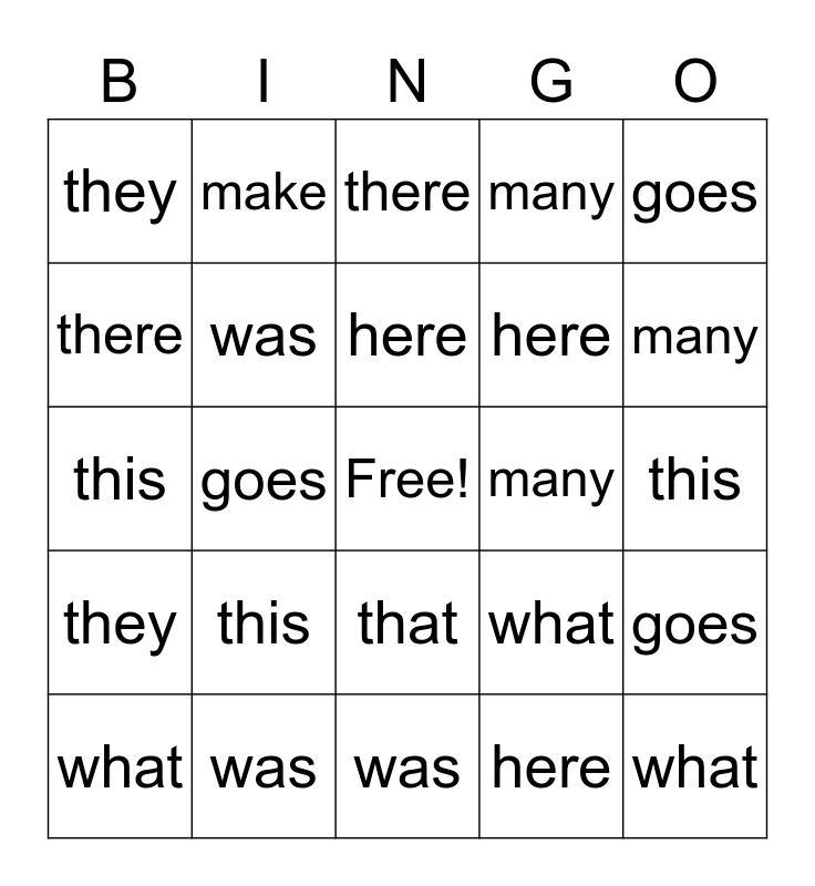 Harry's Bingo Card