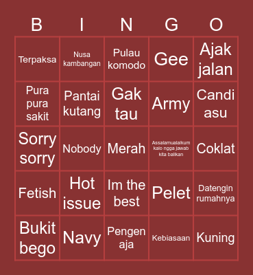 love rosie Bingo Card