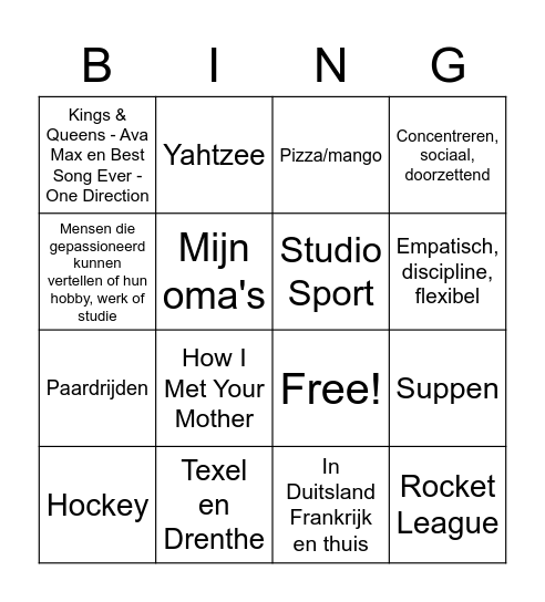 Introductie 5V Bingo Card