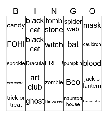 Halloween Bingo Card