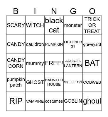 HALLOWEEN BINGO Card