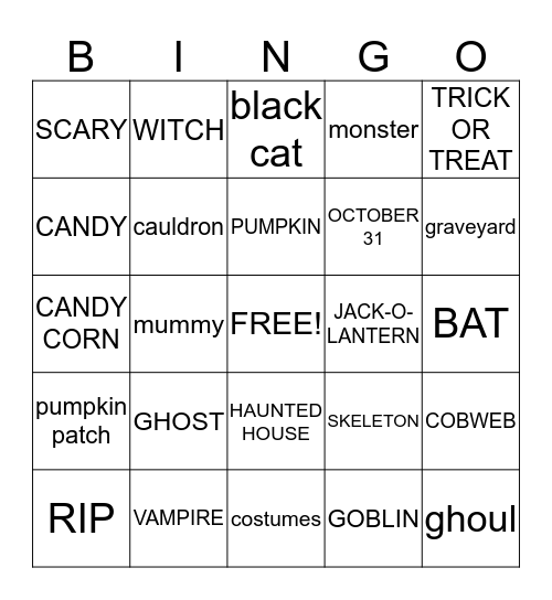 HALLOWEEN BINGO Card