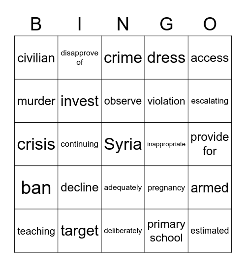 Human Rights I Bingo Card