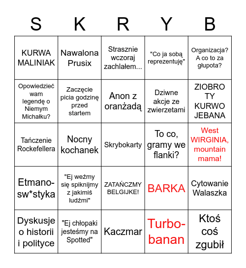 Skrybopiwne Bingo Card