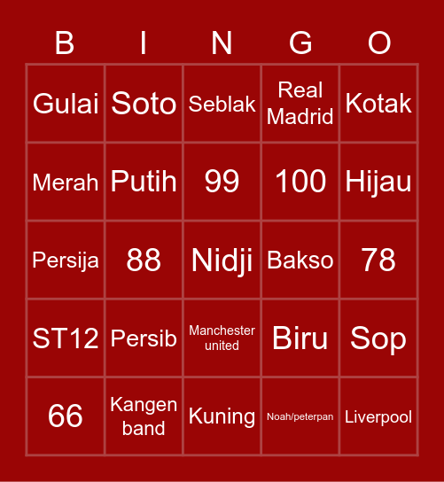 Punya Kihyun Bingo Card