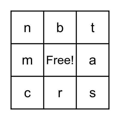 Letter Sounds Bingo Card