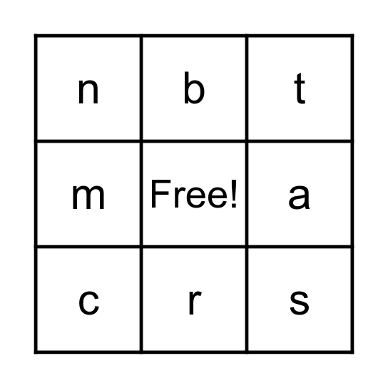 Letter Sounds Bingo Card