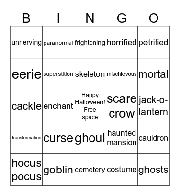 Halloween Bingo Card