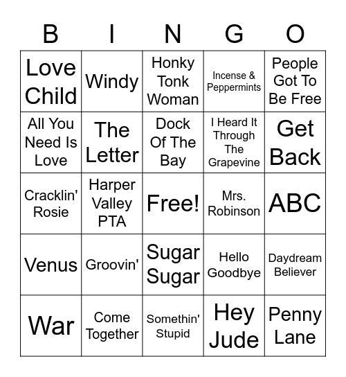 Billboard #1's Part 4 Bingo Card
