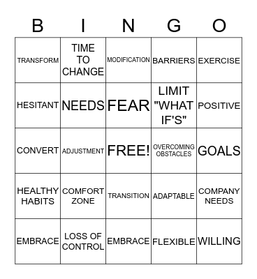 CHANGE Bingo Card