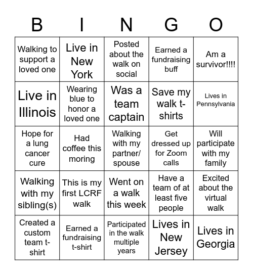 Free to Breathe BINGO Card