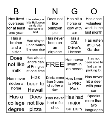 ICE BREAKER BINGO Card