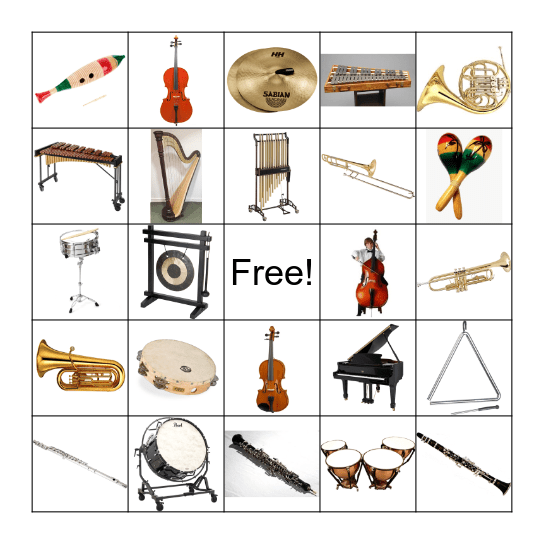 Instrument Bingo Card