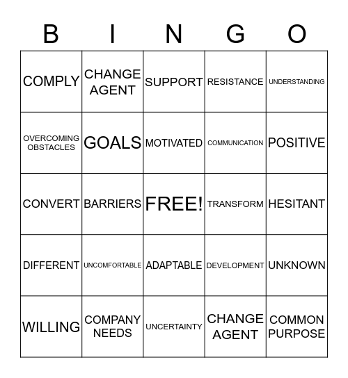 CHANGE Bingo Card