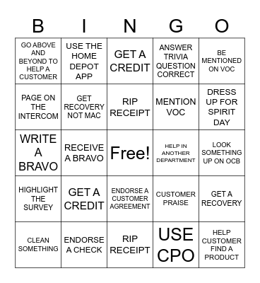 CAM BINGO Card