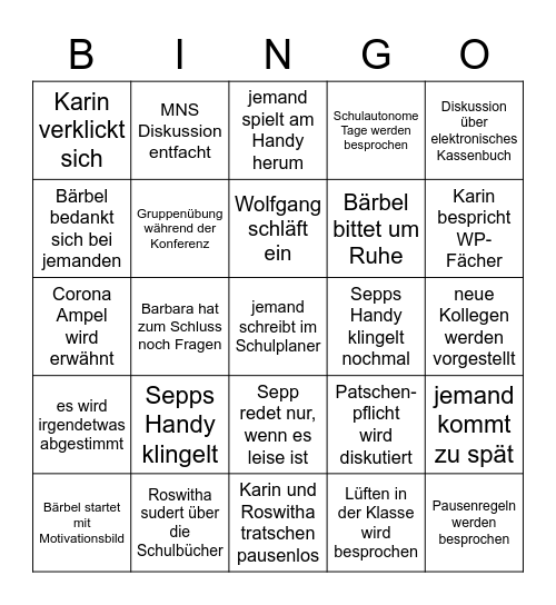 Konferenz BINGO Card