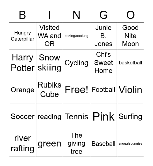 Crandiggity5.2 Bingo Card