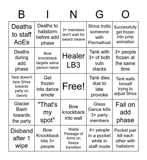 Shiva Unreal Bingo Card