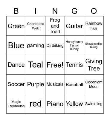 Crandiggity7.2 Bingo Card