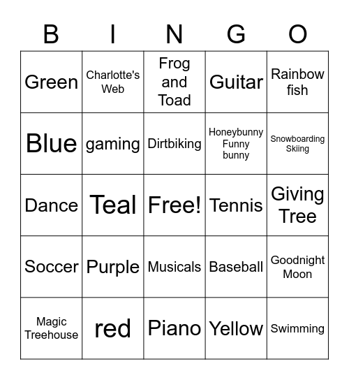 Crandiggity7.2 Bingo Card