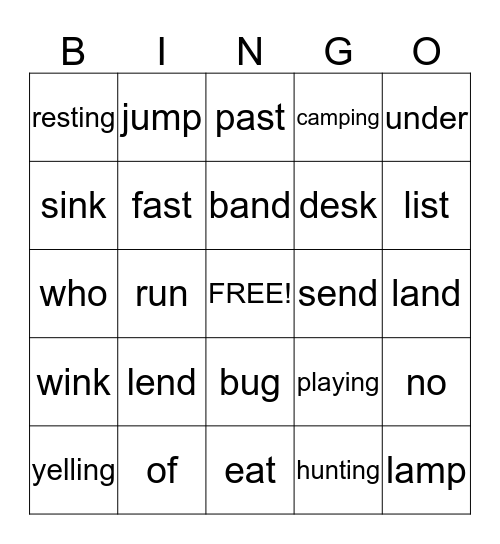 Unit 2-3(spelling, ending blends,  HFW) Bingo Card