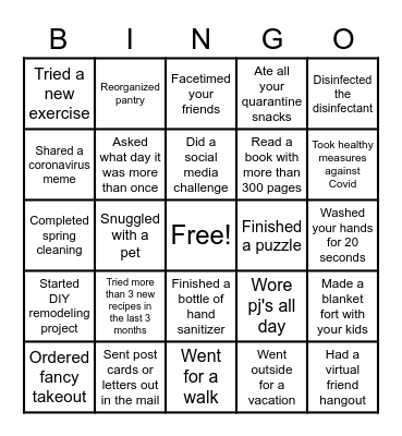 Hill Country Social Distancing Bingo Card