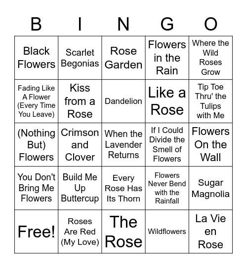 Bingo Flowers Bingo Card