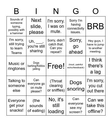 Things You Hear During Meetings Bingo Card